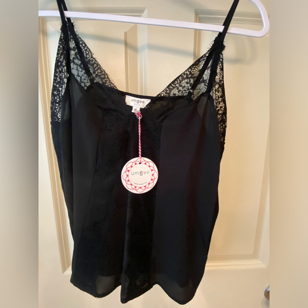 Black lace detail top